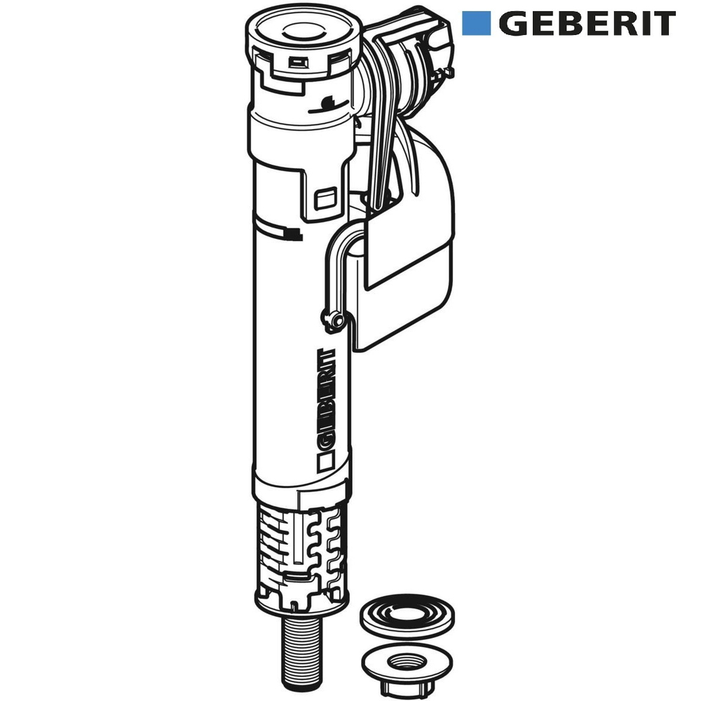 281.010.00.1 Впускной клапан Geberit тип 360, подвод воды снизу, 3/8", ниппель из латуни для унитазов Jacob Delafon, Vitra, Villeroy Boch, Jika , Gsi, Roca