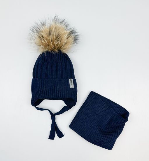 Шапка зимняя со снудом, Темно-синяя