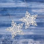 Подвески в блестках «Звездочки кружевные» 10 см (набор 2шт), белый