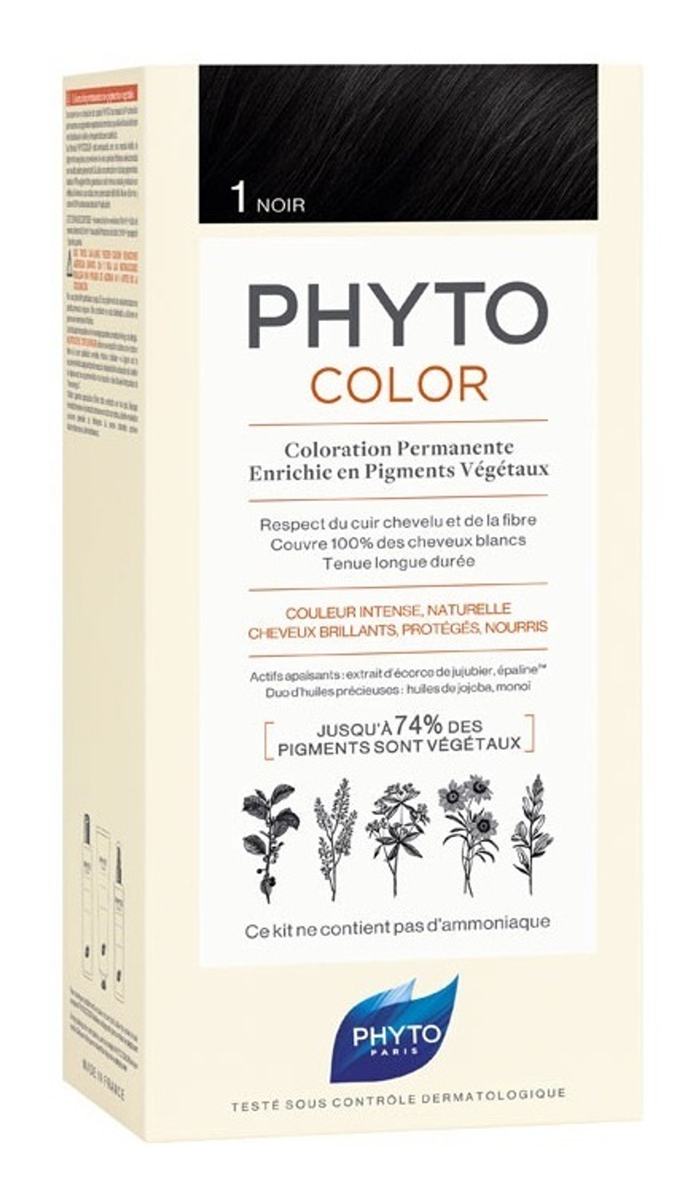 PHYTOSOLBA ФИТО Крем-краска для волос Тон 1 Черный  Phyto Coloration permanente, 1 noir 50/50/12