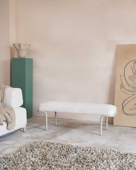 Compo Скамья из серой ткани и черного металла 130 см Испания