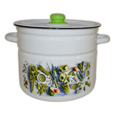 Кастрюля сталь, эмал, 9 л, с крыш, крышка сталь, Appetite, Свежая зелень, 1с200с, индукц
