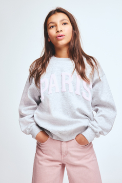 H&M Толстовка с принтом, светло-серый меланж