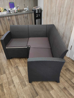 Угловой диван под ротанг Калифорния “California“ 136х136 см арт.80497 с подушками на сиденье