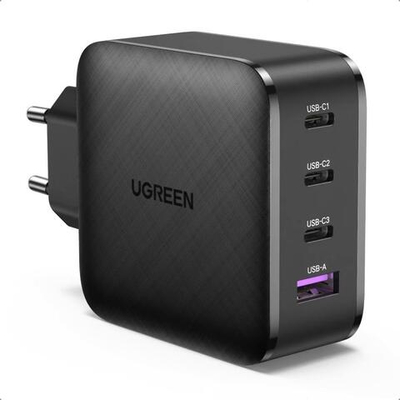 Сетевое зарядное устройство Ugreen мощностью 65 Вт (3 USB-C, USB-A) (GaN) (CD224) Многопортовый мощный адаптер питания. Есть поддержка PD 3.1, QC 4+ и PPS
