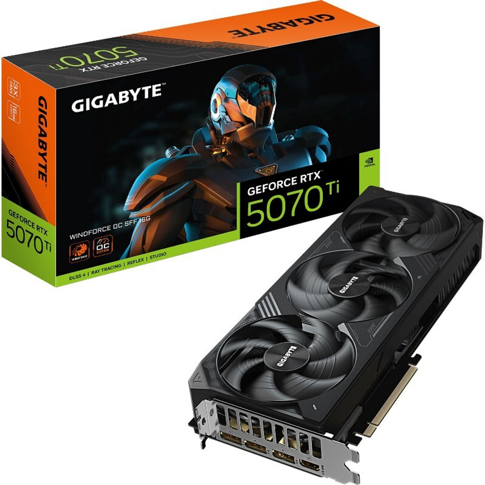 Видеокарта GIGABYTE GeForce RTX™ 5070 Ti WINDFORCE SFF 16G GDDR7 256-bit, 2497 МГц