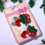 Резинки для волос детские 2шт. «Новогодняя Сказка - Ёлочки», цвет красный, d-9см