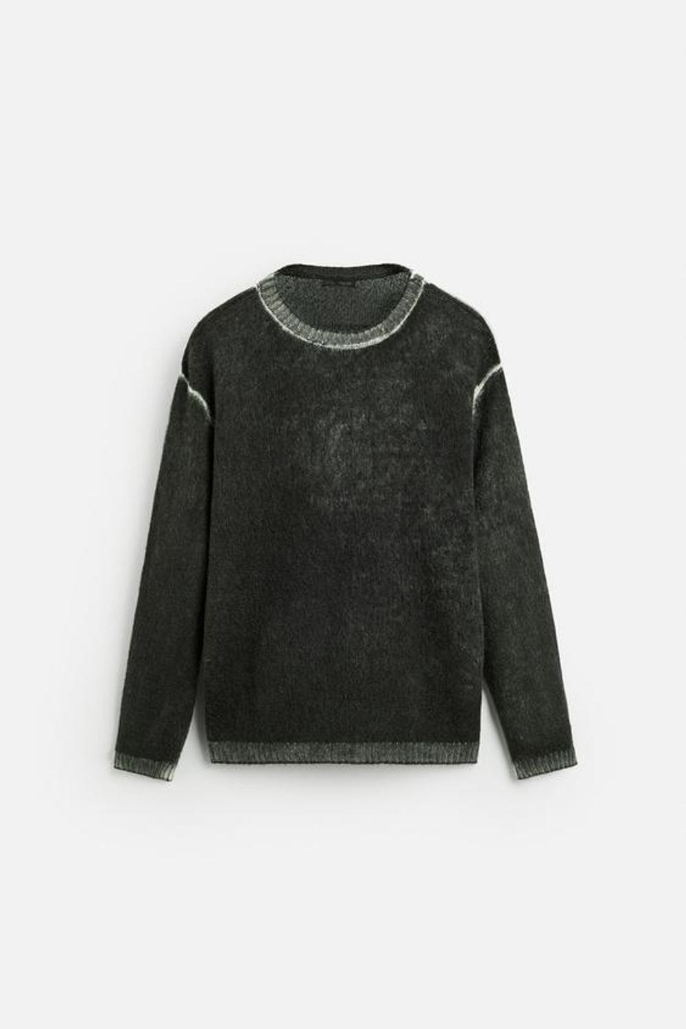 ZARA СВИТЕР С УЗОРОМ «БРЫЗГИ КРАСКИ», ЗЕЛЕНОВАТО-СИНИЙ