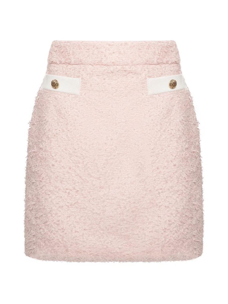 Юбка из твида с карманами мини розовая