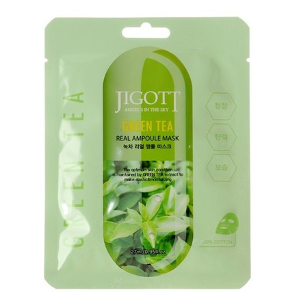 Маска для лица ампульная тканевая Jigott Green Tea Real Ampoule Mask с экстрактом зеленого чая