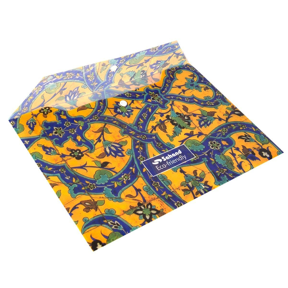 Папка-конверт на кнопке, Sahand, A4 220х320 мм, 180 мкм, пластик, с рисунком, "Classic", ассотри