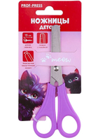 Ножницы детские 13см. "Черный котик" пластиковые кольца, в блистере (Проф-Пресс)