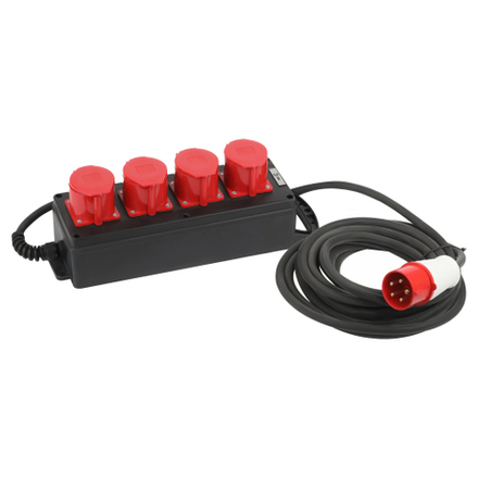 Удлинитель силовой ЭРА IND380-U-4e-5x4-10m-IP44 на 380В на каучуковой колодке 4 розетки 4xCEE 5P 10м КГ 5х4 32A IP44