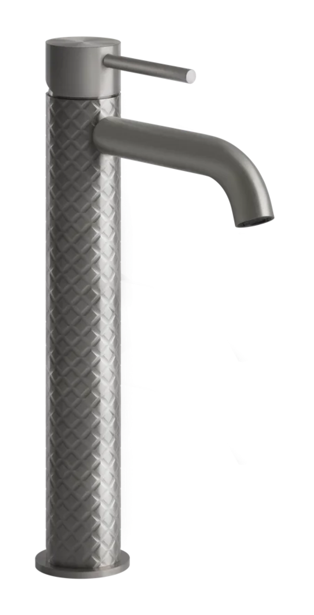 Смеситель для раковины Gessi316, высокий, c коротким изливом, без донного клапана, цвет Steel Brushed