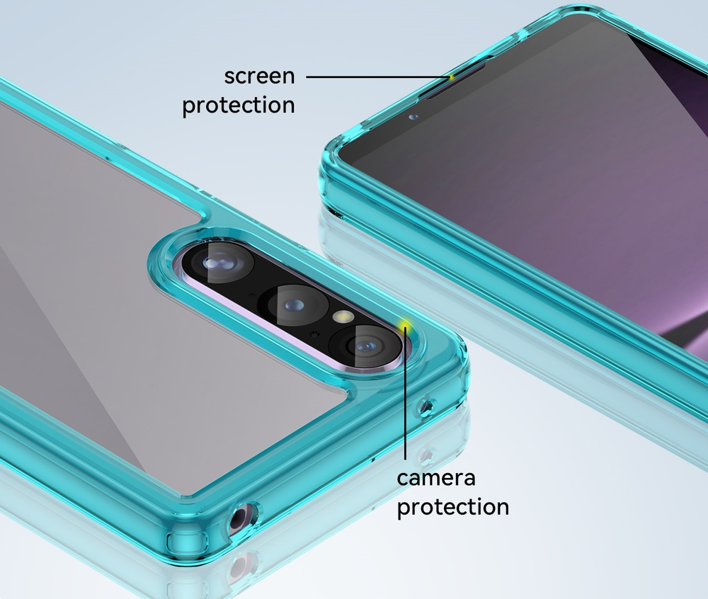 Чехол противоударный с мягкими защитными рамками бирюзового цвета для Sony Xperia 1-5 Марк 5 с 2023 года, увеличенные защитные свойства