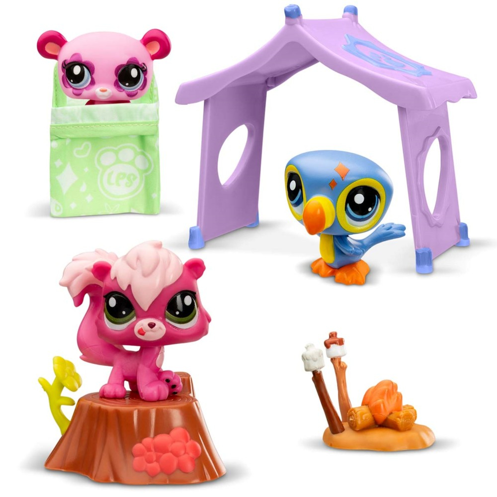 Littlest Pet Shop - Кемпинг Набор с тремя животными 3-ПАК + аксессуары LPS00574