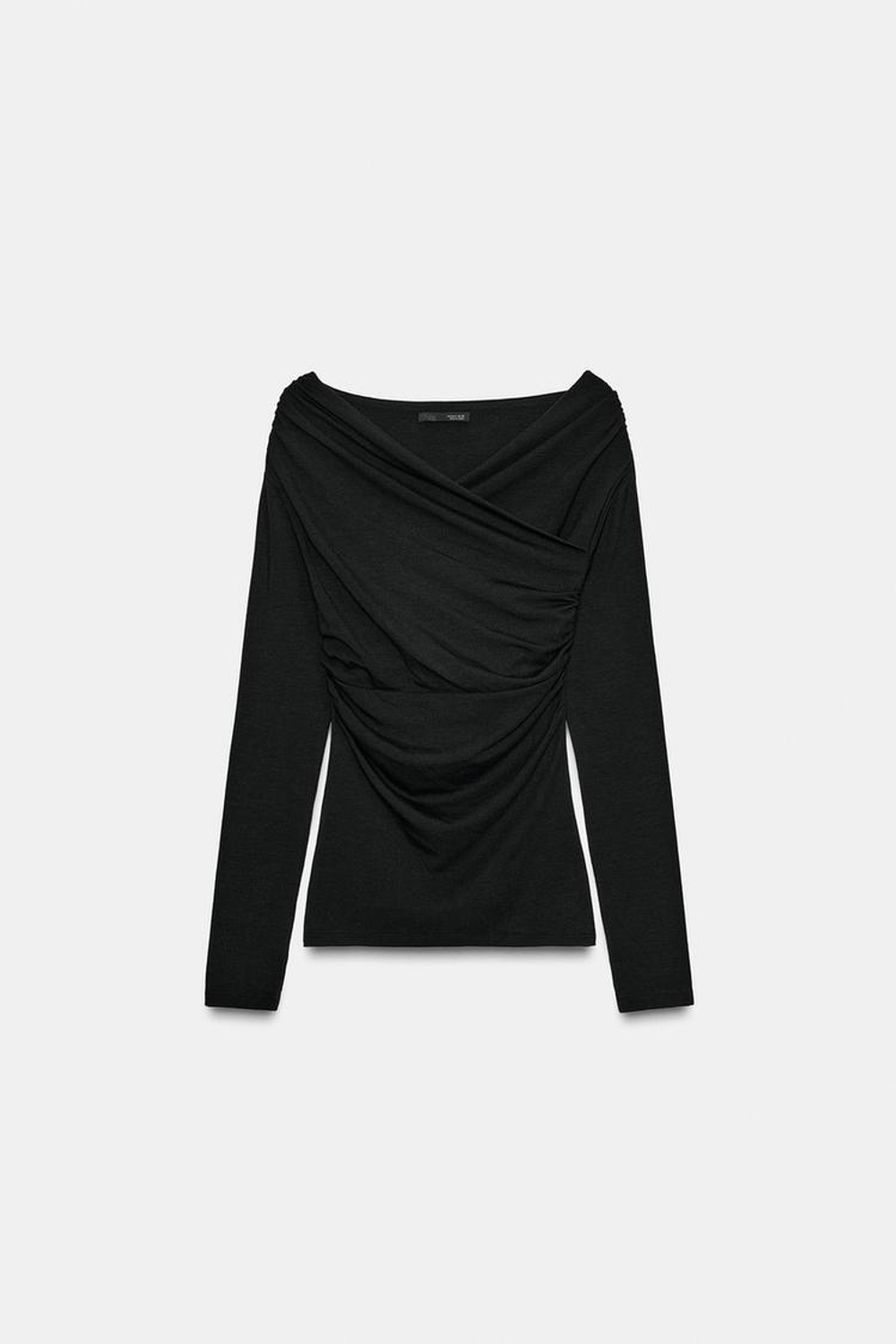 ZARA ТОП С ДРАПИРОВКОЙ И ПЕРЕКРЕСТНЫМ ВЫРЕЗОМ, ЧЕРНЫЙ