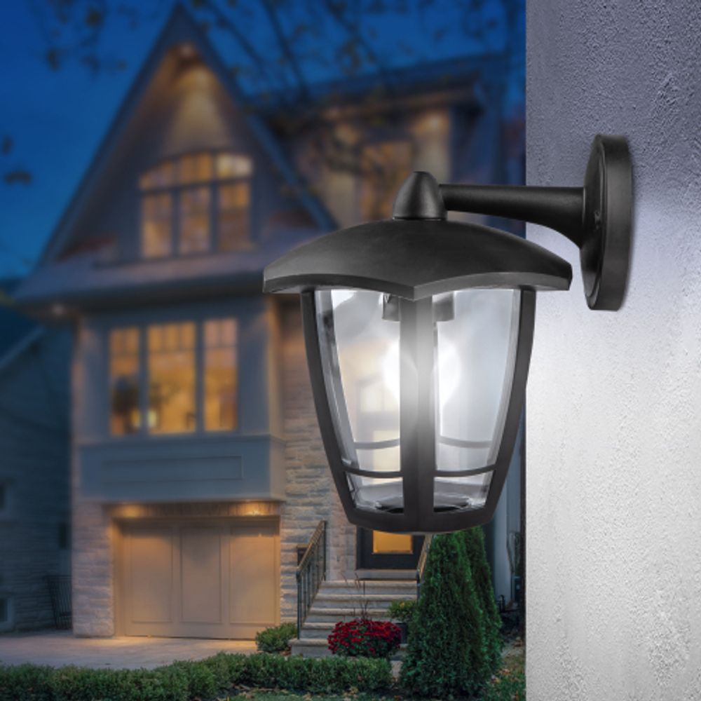 Садово-парковый светильник ЭРА «Дели 3» НБУ 07-40-004 черный 6-гранный настенный IP44 Е27 max 60Вт