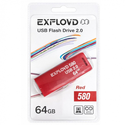 Флешка Exployd EX-580 64GB красная USB 2.0