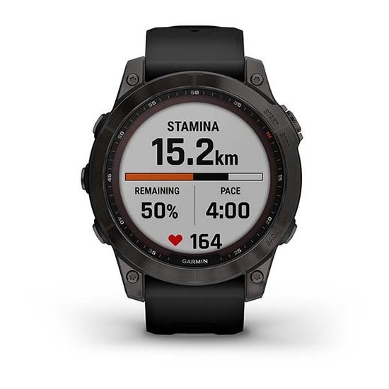 Умные часы Garmin Fenix 7 Sapphire Solar титановый серый DLC с черным ремешком