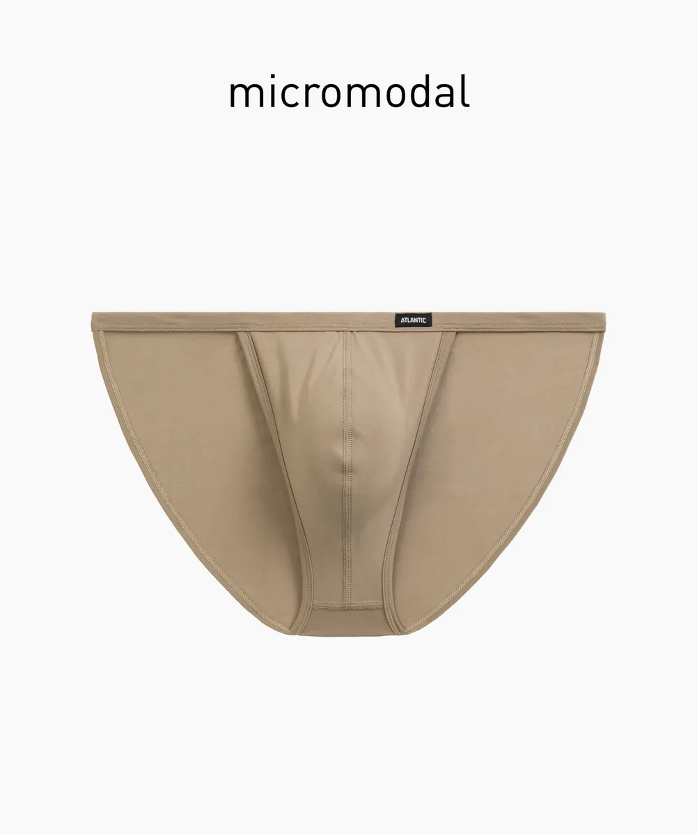 Мужские трусы слипы танга Atlantic, 1 шт. в уп., микромодал, бежевые, MP-1587