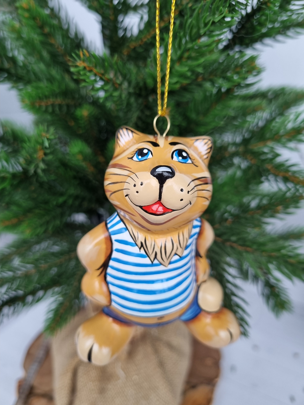 Кот Матроскин ёлочная игрушка из фарфора