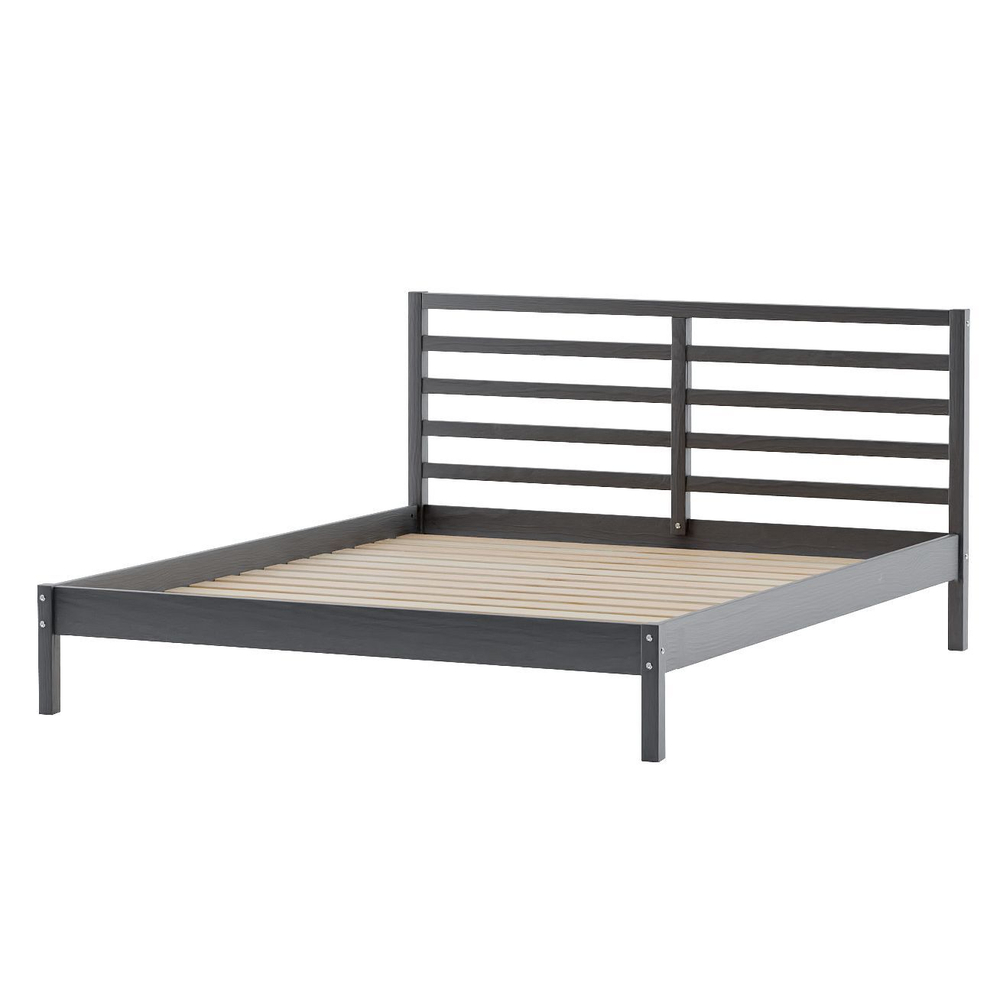 Кровать двуспальная 160x200 Тарва из сосны c настилом, серая