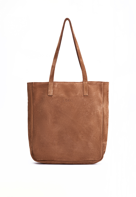 сумка шоппер коричневый на молнии замша