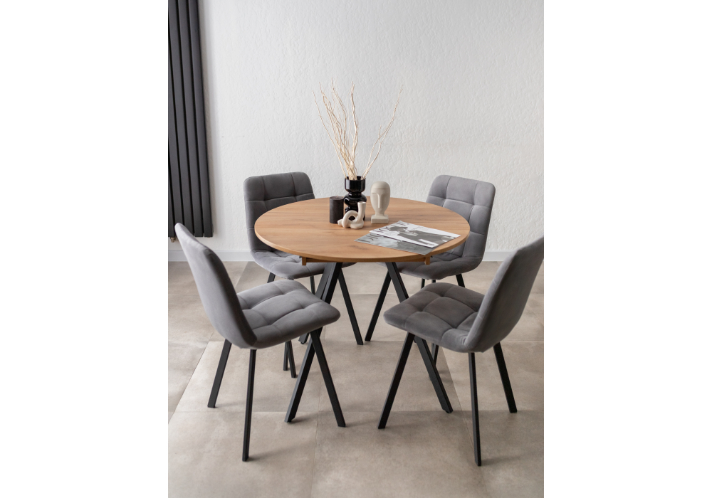 Стол деревянный Woodville Курт 90, 130 дуб крафт золотой, черный матовый, ножки черные