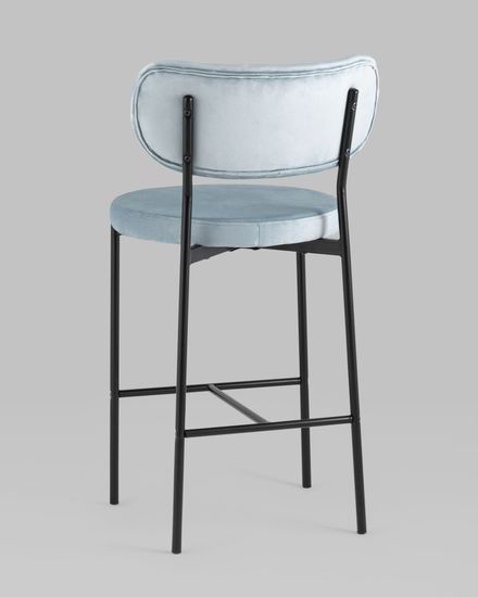 Стул полубарный Барбара велюр серо-голубой