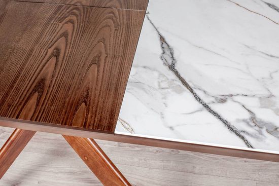 Комплект Стол BEZZO 1400 RRC / 4 стула VRN-SW вращающийся Бежевый / Американский орех