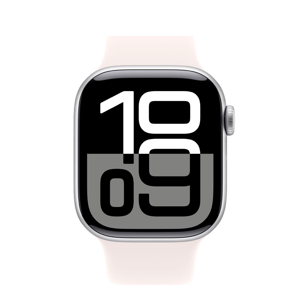 Умные часы Apple Watch Series 10 GPS, 42mm, Silver Aluminium Case with Sport Band S/M, Light Blush (Серебристый)