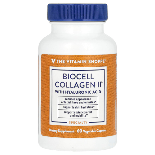 The Vitamin Shoppe, Biocell Collagen II с гиалуроновой кислотой, 60 растительных капсул