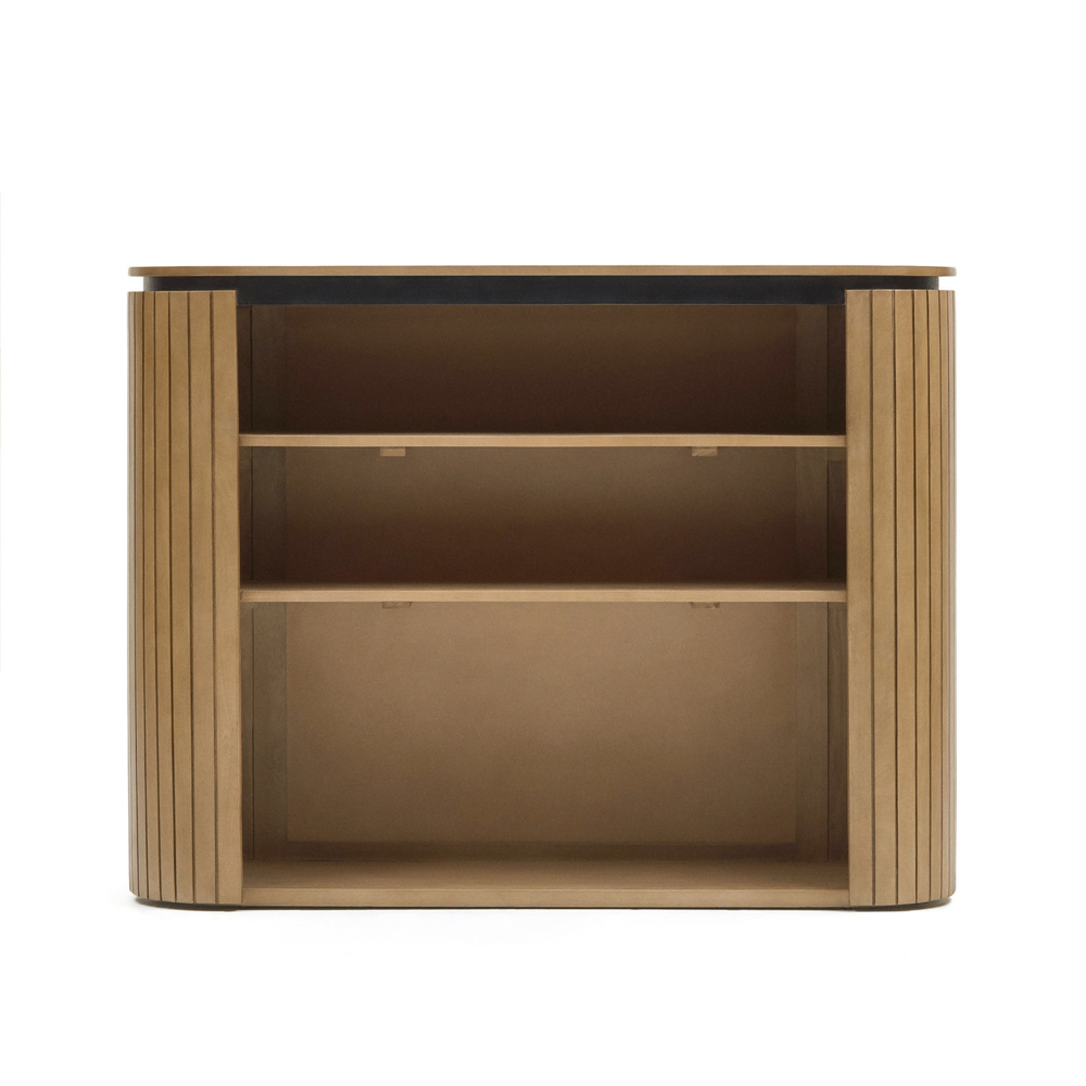 Licia Книжная полка из массива дерева манго и черного металла 120 x 90 см