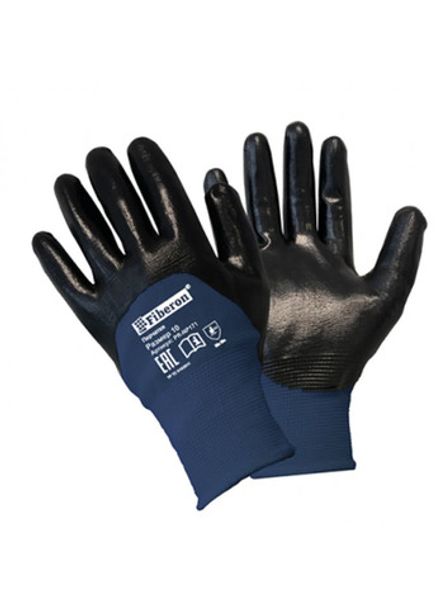 Перчатки Антискользящие МЕХАНИК ПЛЮС полиэстер,нитриловое покрытие Fiberon