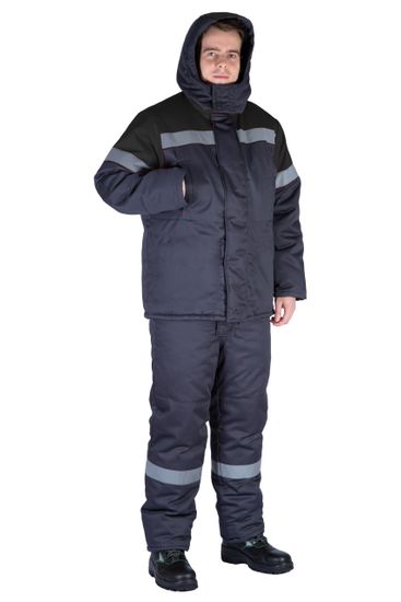 Костюм сварщика зимний "Аякс-1" с п/к 1-го классы защиты, т.серый/черный