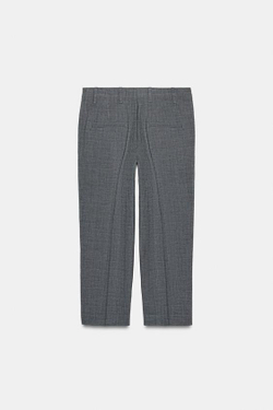 ZARA БРЮКИ ПРЯМОГО КРОЯ В КЛЕТКУ — ZW COLLECTION, СЕРЫЙ