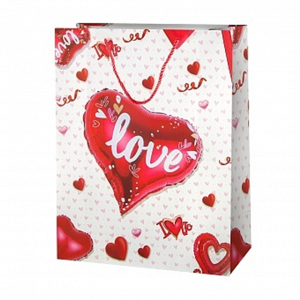 Пакет подарочный Шарики-валентинки Дизайн №4, 32*26*10 см.