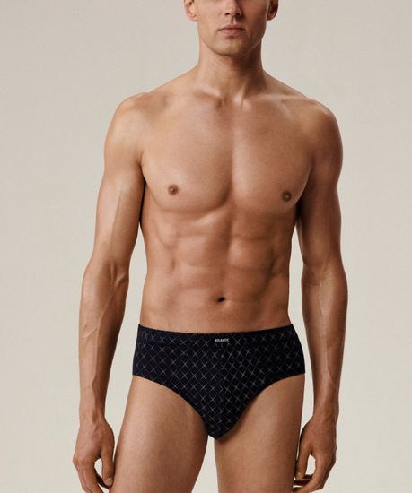 Мужские трусы (3шт) слипы классика Atlantic 3MP-205, хлопок, темно-синий + серый меланж + зеленый