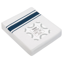 Постельное белье 2 спальное евро Tkano Essential белое с синим кантом