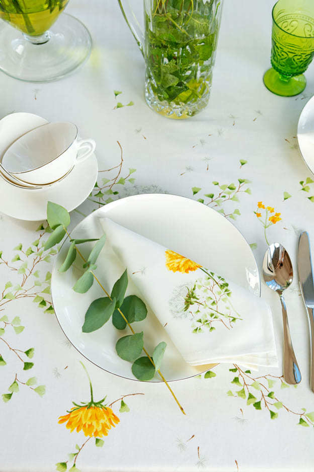 Скатерть 160x270 и 12 салфеток Vallesusa Excelsior Soffione 1574 Giallo