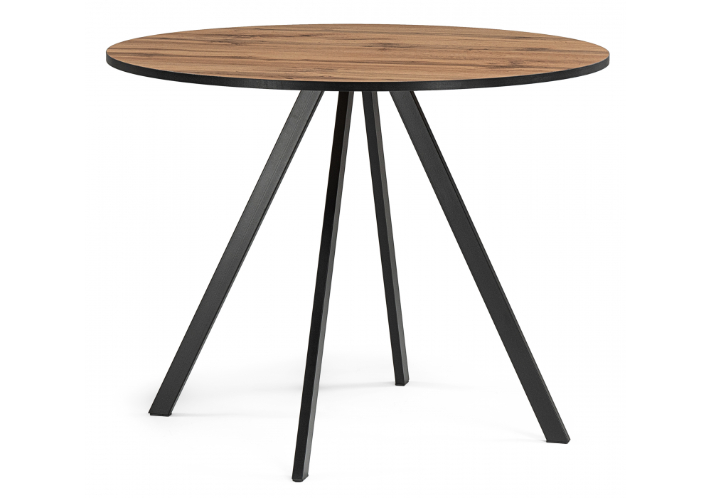 Стол деревянный Woodville Баргел 90х90х75 дуб вотан, черный, ножки черные