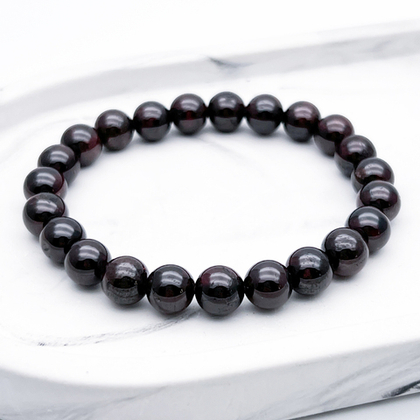 Браслет, гранат, диаметр бусин около 8 мм, размер 17 см