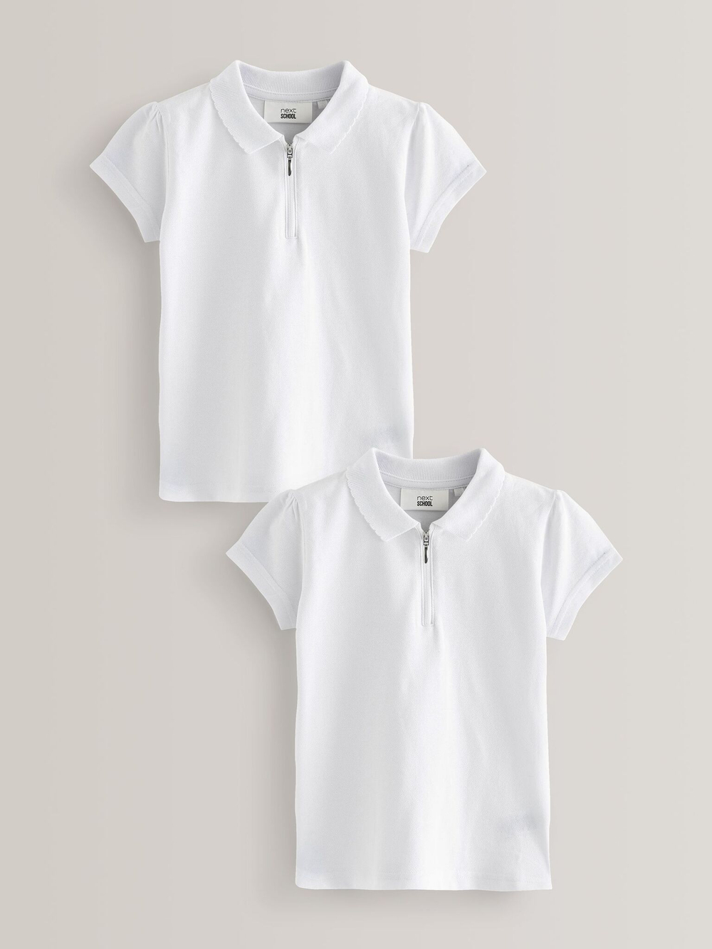 Поло школьное с молнией для девочки Next 342-093, 2 шт., Белый
