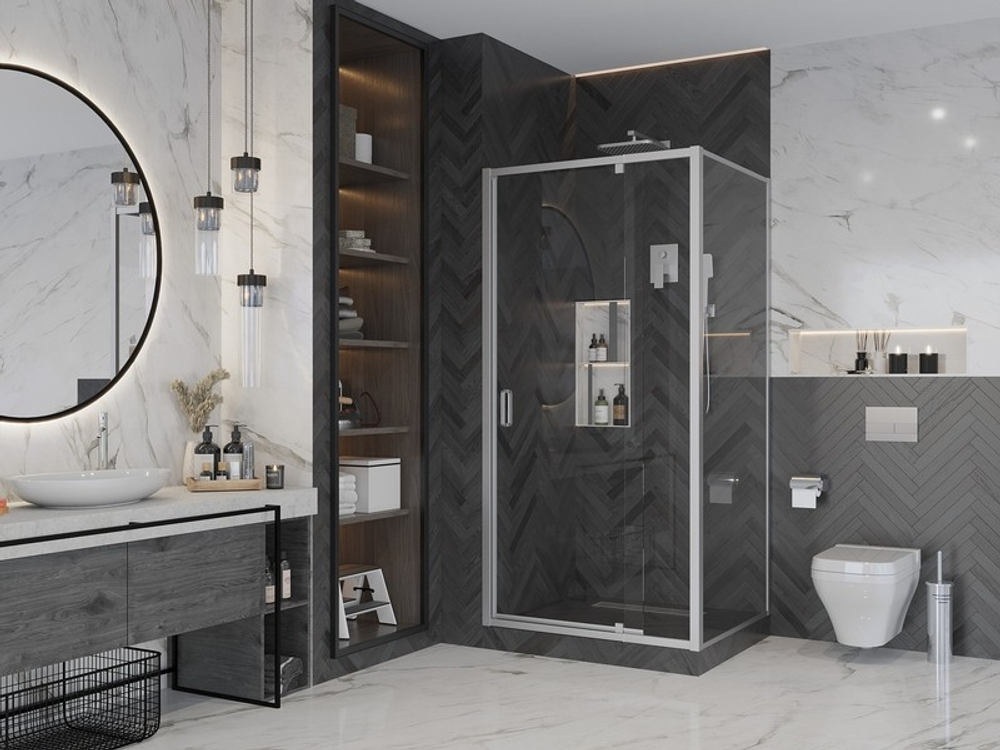 Боковая стенка Ambassador Elysium 80KX (80х200) хром,стекло прозрачное,1 место