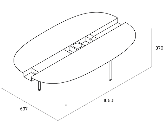 Журнальный столик Between L, 105х64х37 см, черный ясень
