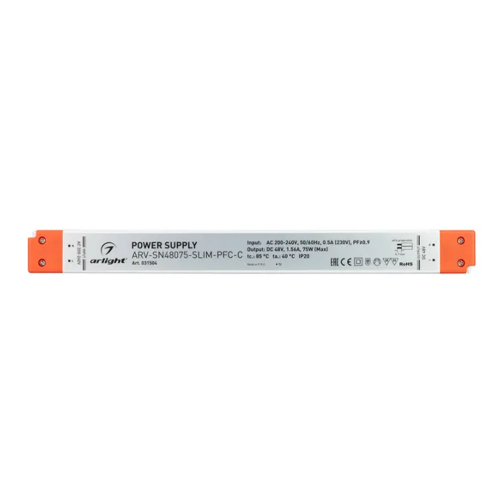 Блок питания ARV-SN48075-SLIM-PFC-C (48V, 1.56A, 75W) (Arlight, IP20 Пластик, 3 года) 031504