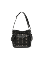 Сумка На Плечо Cleo Black Washed Faux Leather Studded Bucket Bag
