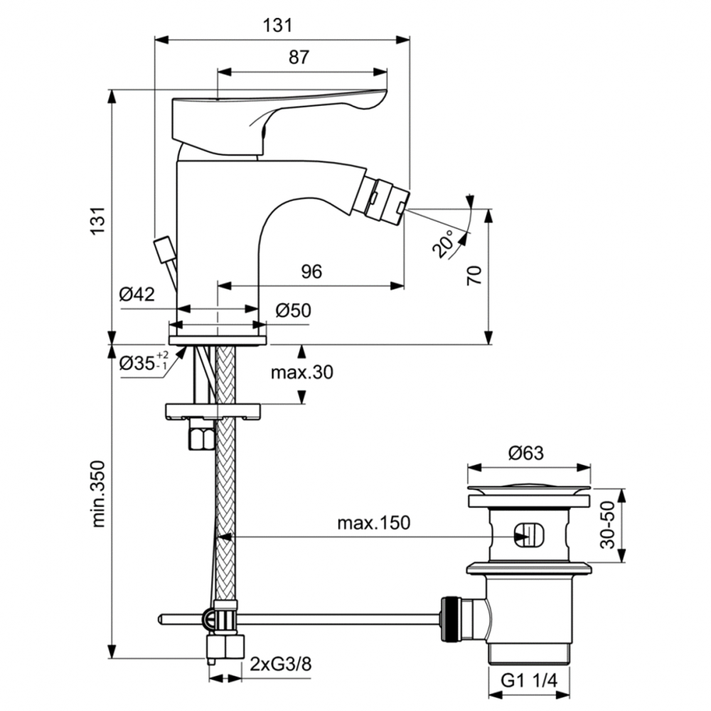 Ideal Standard DOT 2.0 Смеситель для биде