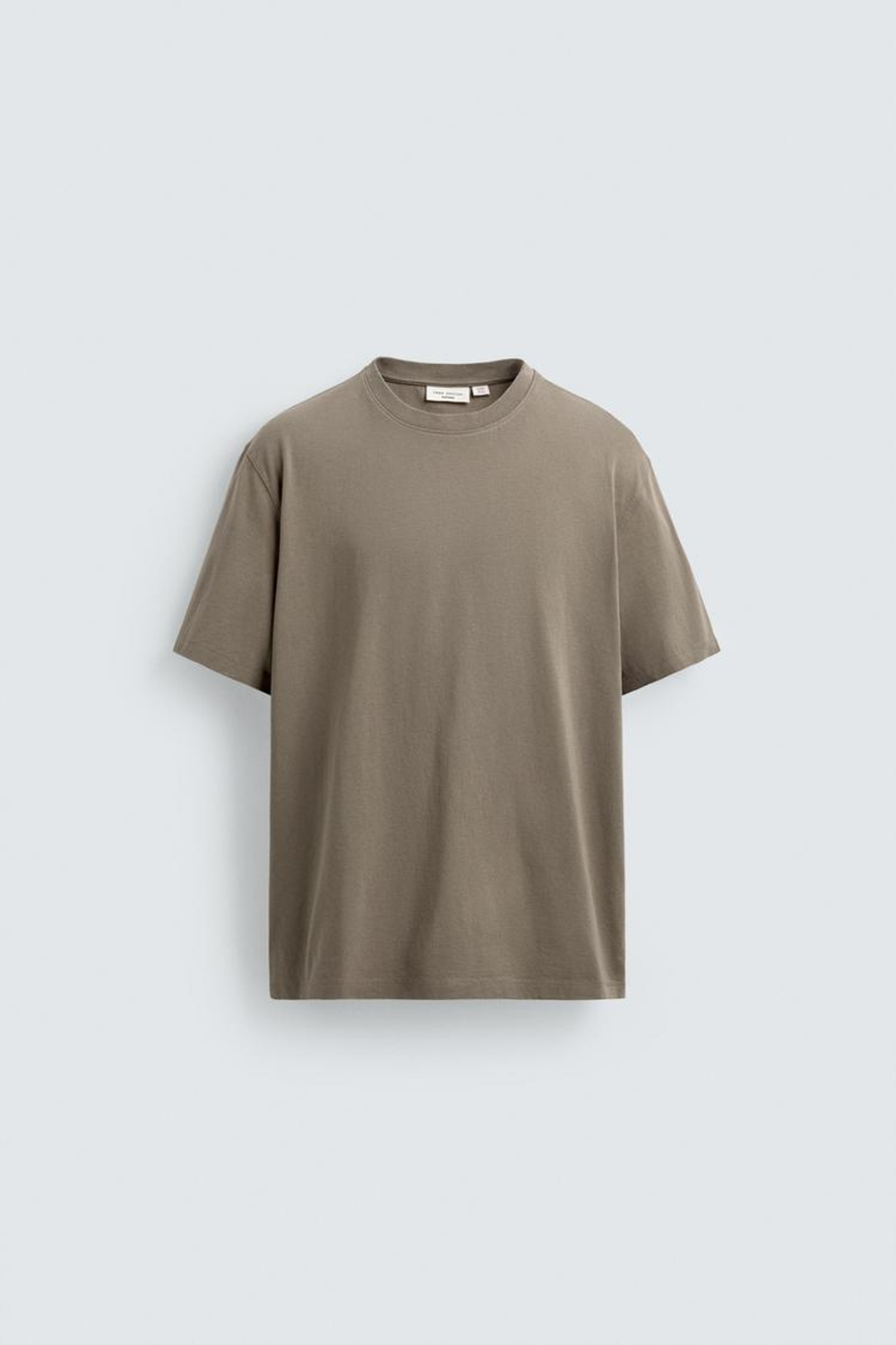 ZARA ФУТБОЛКА MEDIUM WEIGHT КЛАССИЧЕСКОГО КРОЯ ORIGINS, СЕРО-КОРИЧНЕВЫЙ